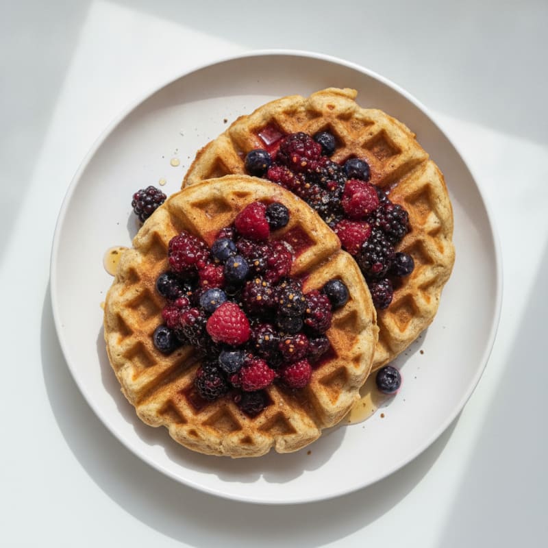 Classic Buttermilk-Style Waffles with Berry Compote