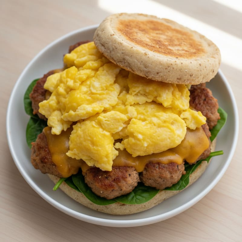 Loaded Egg and Turkey Sausage Sandwich