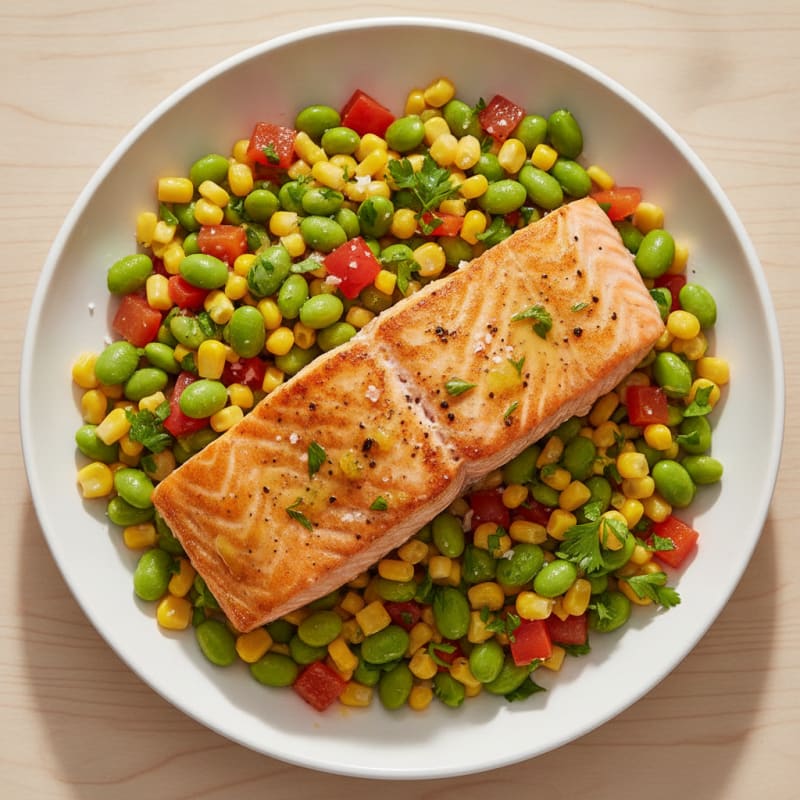 Pan-Seared Salmon with Edamame Succotash