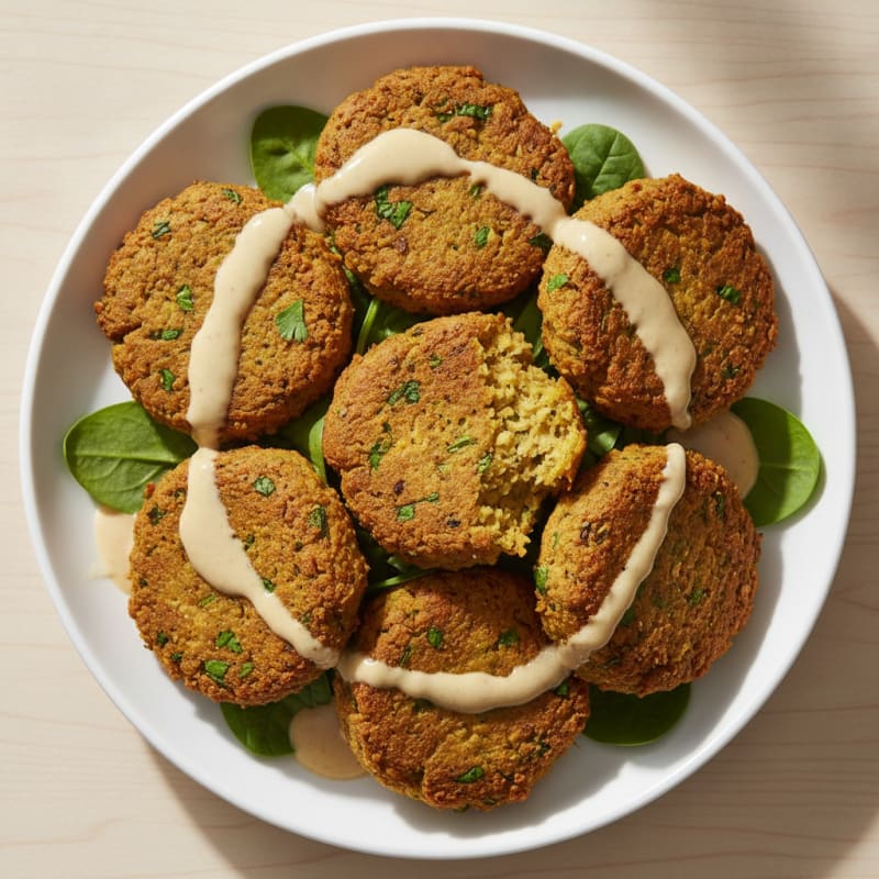 Crispy High-Protein Falafel with Lemon-Tahini Drizzle