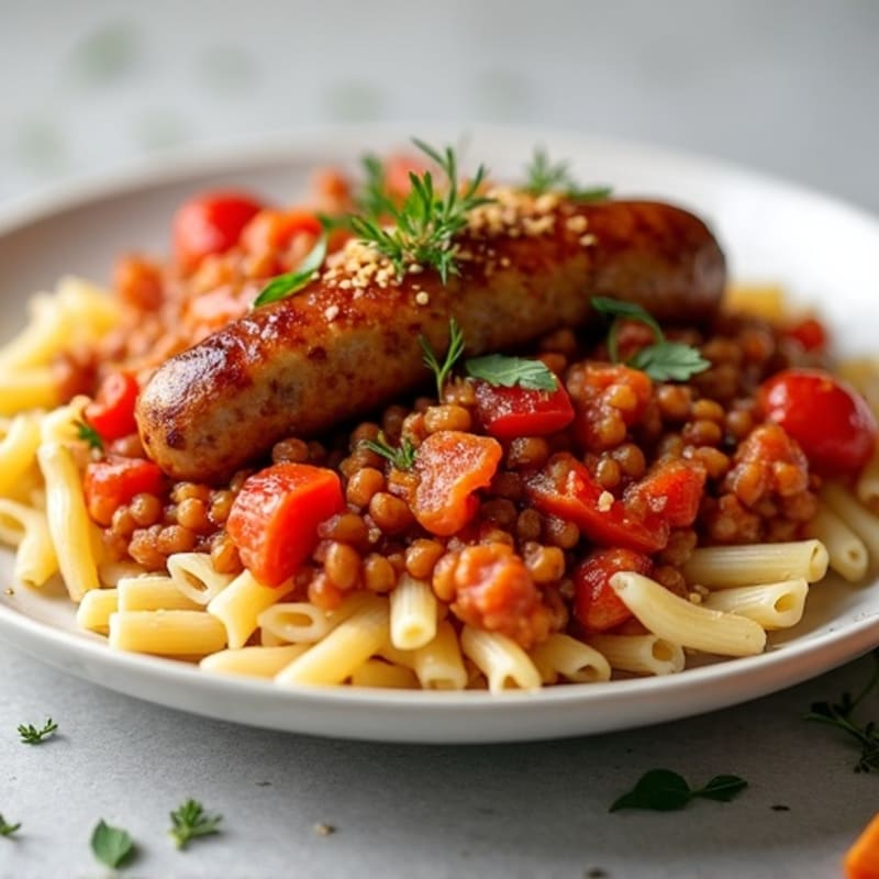 Hearty Lean Sausage Ragu with Whole Grain Pasta