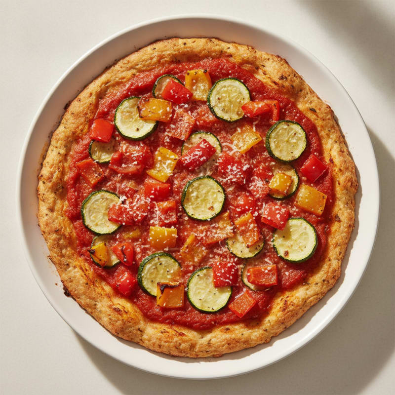 Chicken Crust Pizza with Roasted Vegetables