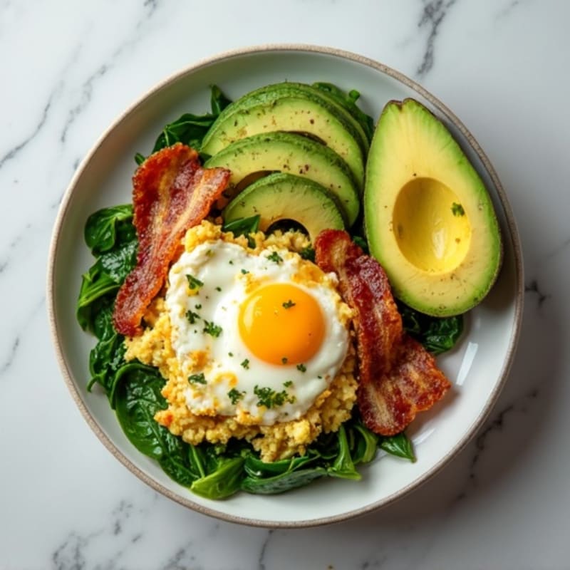 Cottage Cheese Scramble with Spinach and Turkey Bacon