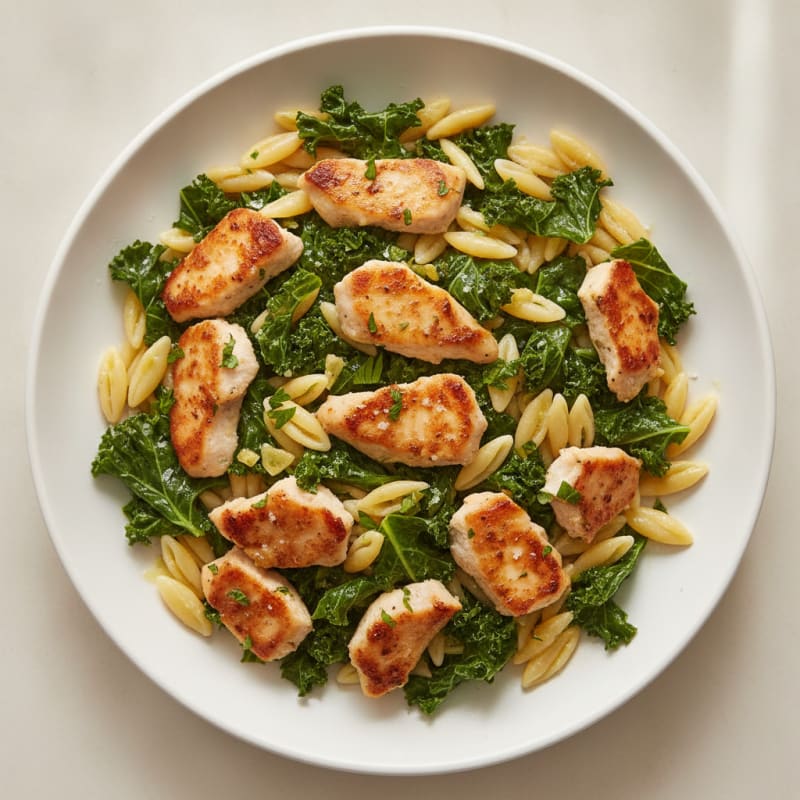 Lemon Herb Orzo with Sautéed Kale