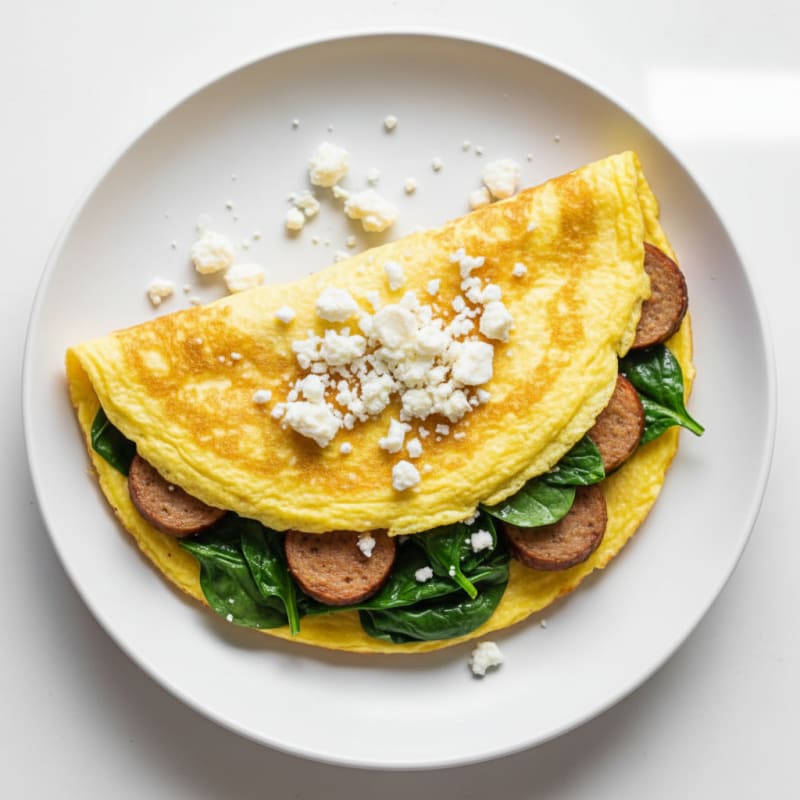 Egg White Spinach Omelette with Turkey Sausage