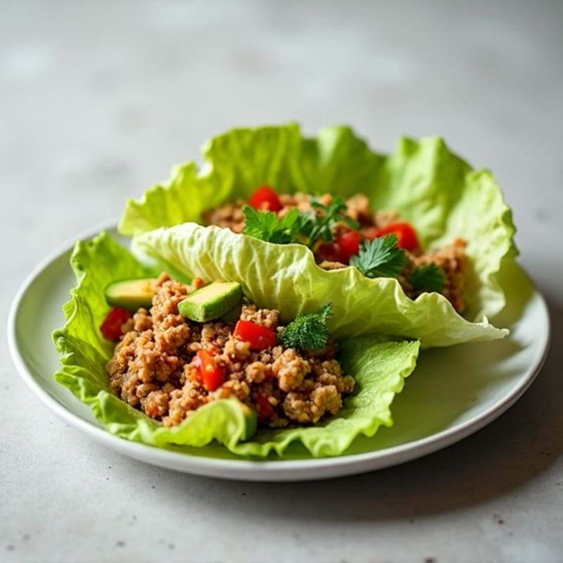 Spiced Ground Chicken Lettuce Wraps with Fresh Herbs