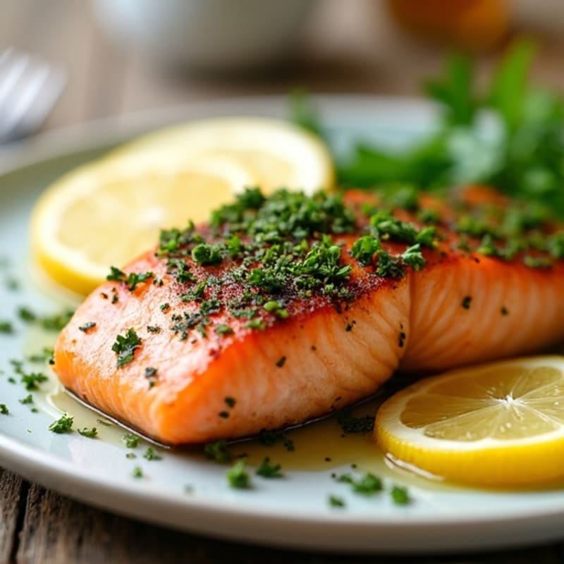 Herb-Crusted Pan Seared Salmon with Lemon