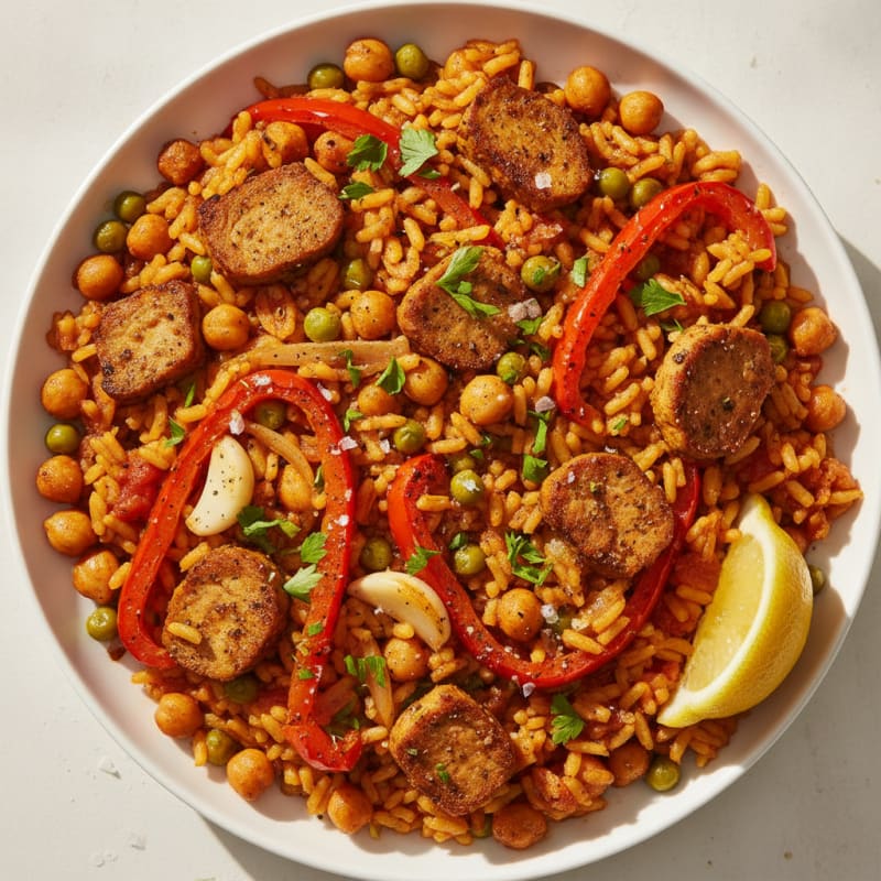 Smoky Chickpea and Roasted Vegetable Paella