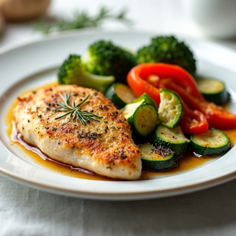 Herb-Crusted Pan Seared Chicken with Roasted Vegetables
