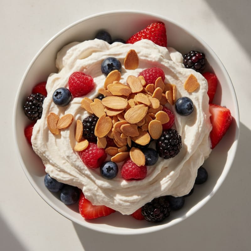 Greek Yogurt Protein Parfait with Mixed Berries and Almonds