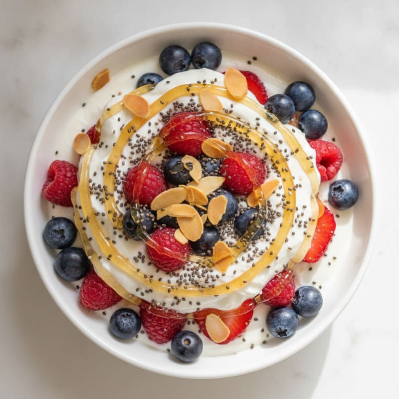 Creamy Greek Yogurt Parfait with Mixed Berries and Chia Seeds