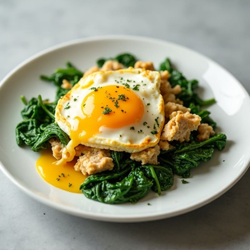 Egg White Spinach Scramble with Turkey Breast