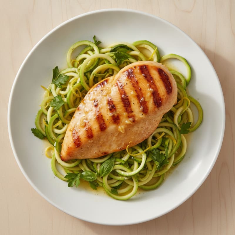 Grilled Chicken Breast with Zucchini Noodles