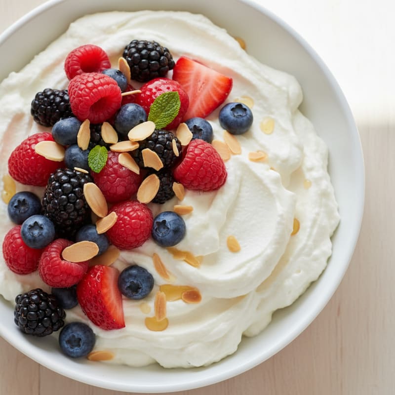 Greek Yogurt Protein Mousse with Mixed Berries