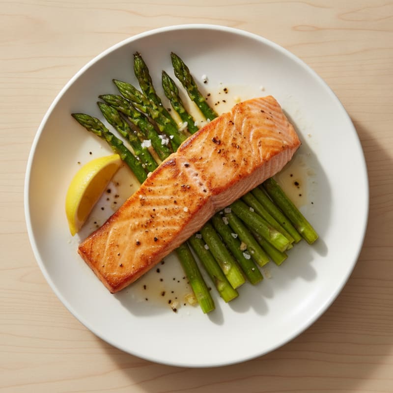 Pan-Seared Salmon with Roasted Asparagus