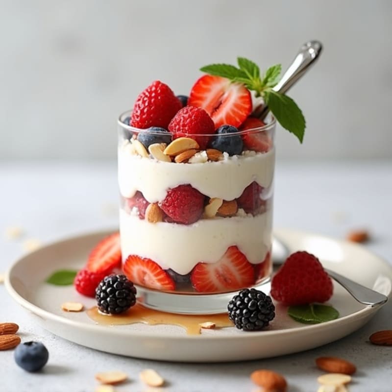 Greek Yogurt Protein Parfait with Berries and Almonds