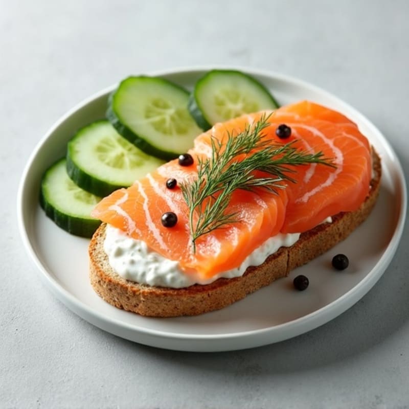Smoked Salmon with Creamy Dill Spread and Fresh Cucumber Slices