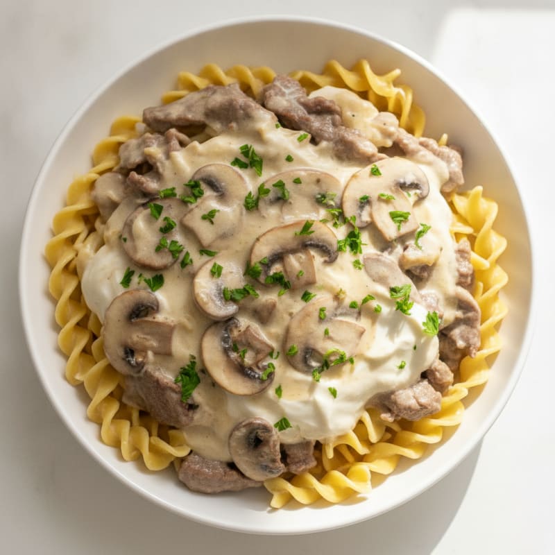 Classic Beef Stroganoff with Egg Noodles