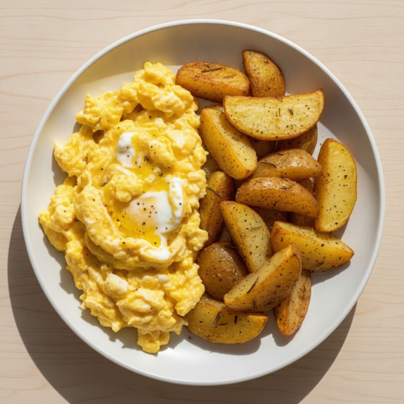 Hearty Scrambled Eggs with Roasted Potatoes
