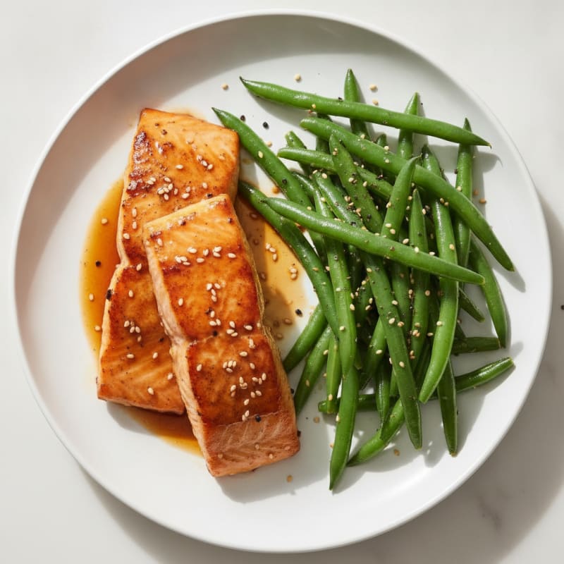 Pan-Seared Teriyaki Salmon with Green Beans