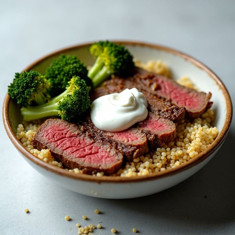 Lean Beef and Quinoa Bowl with Roasted Broccoli