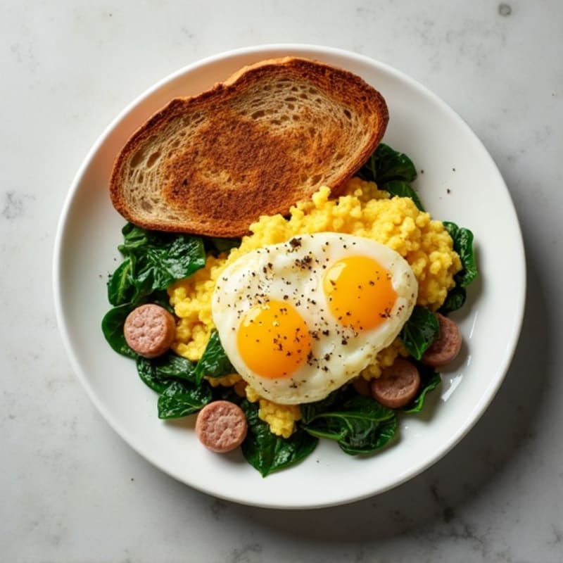 Egg White and Turkey Sausage Scramble with Spinach