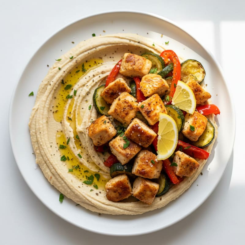Mediterranean Roasted Chicken and Hummus Platter