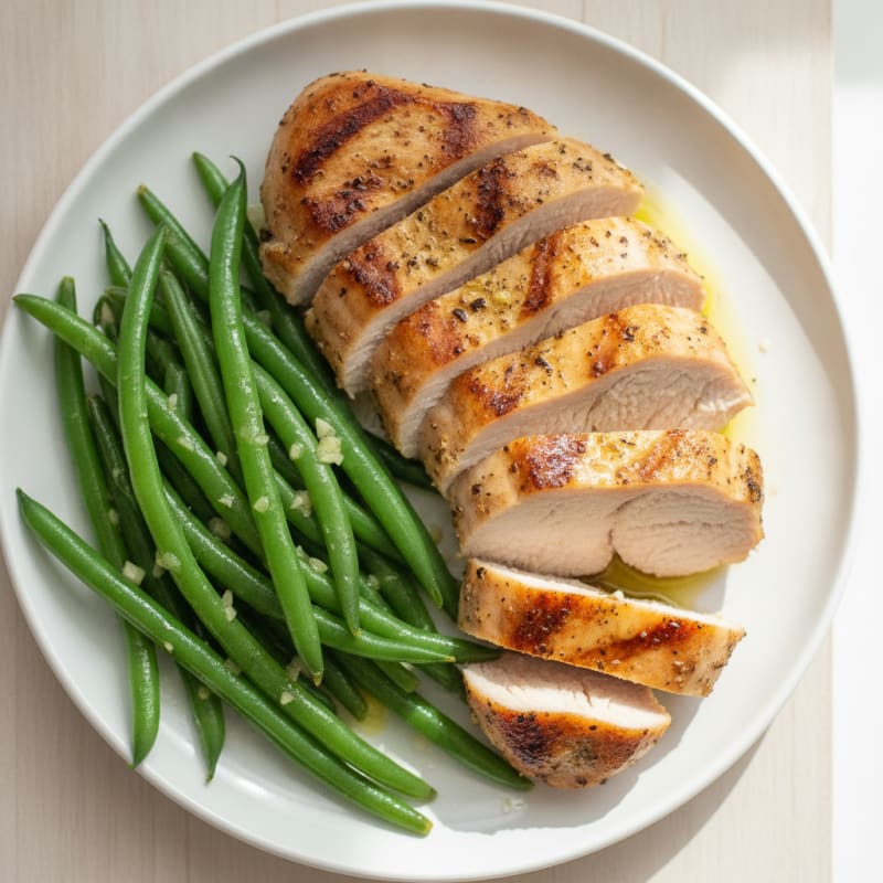 Seared Turkey Breast with Steamed Green Beans