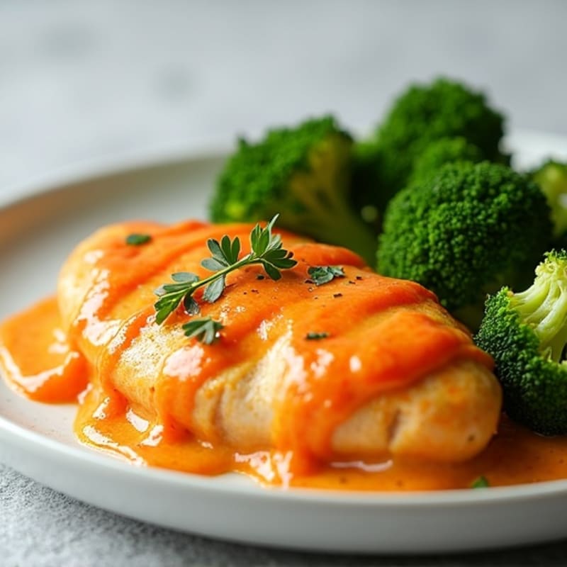 Creamy Baked Buffalo Chicken with Roasted Broccoli