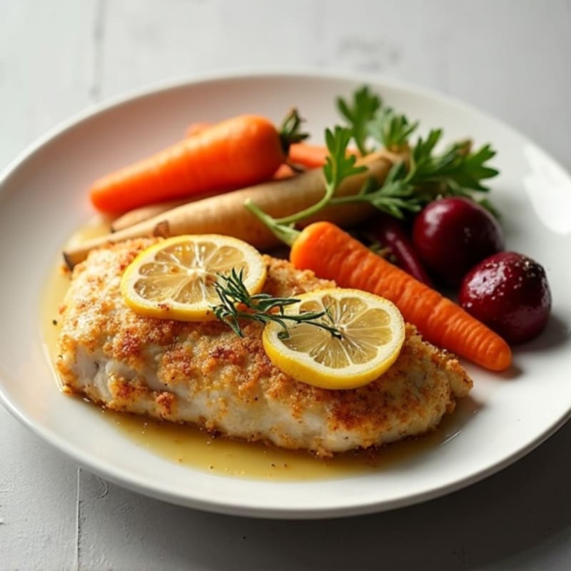 Crispy Lemon Herb Chicken with Roasted Root Vegetables