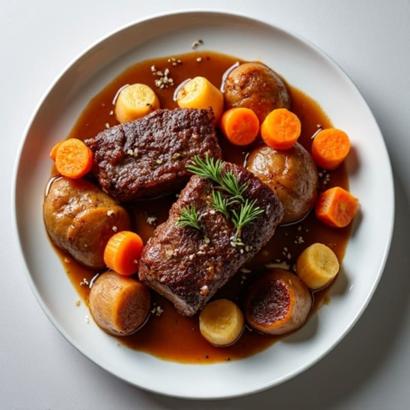 Tender Slow-Braised Short Ribs with Roasted Root Vegetables