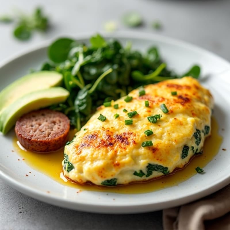Egg White and Turkey Sausage Scramble with Sautéed Spinach