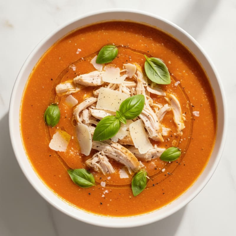 Roasted Tomato Basil Soup with Parmesan