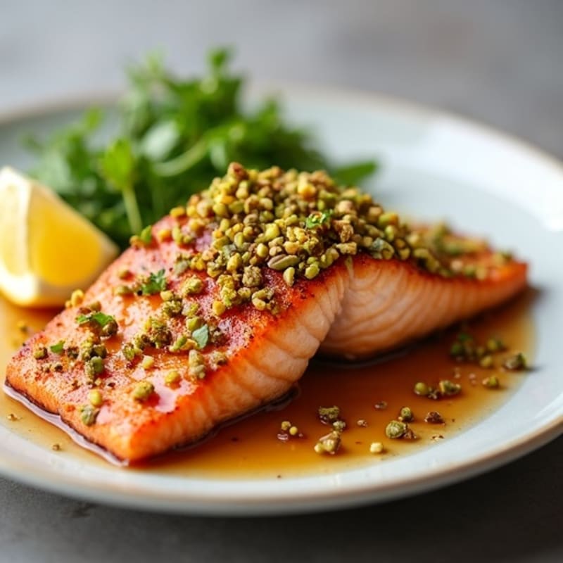 Crispy Pistachio-Crusted Salmon with Honey-Miso Glaze