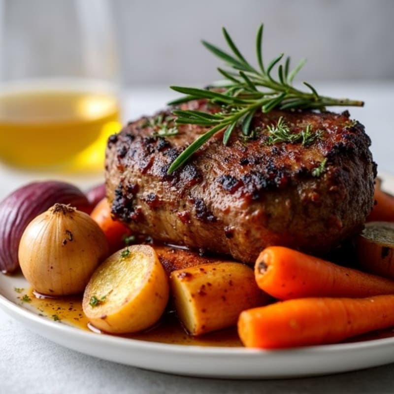 Herb-Roasted Beef Shoulder with Crispy Root Vegetables