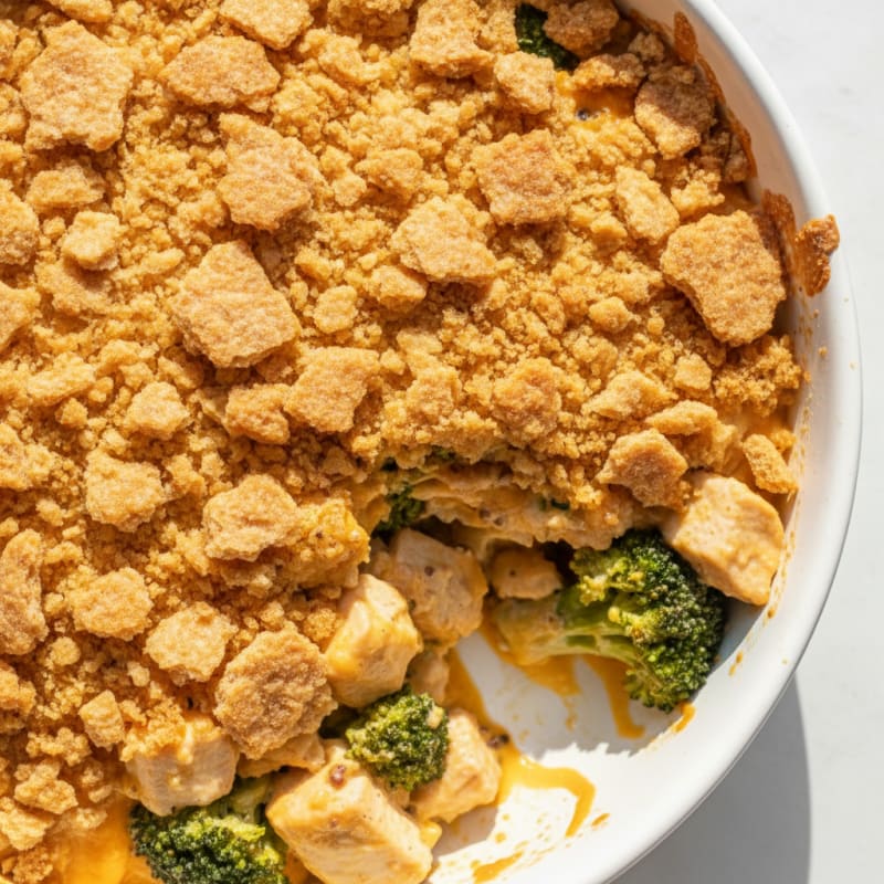 Broccoli Cheddar Bake with Buttery Cracker Topping
