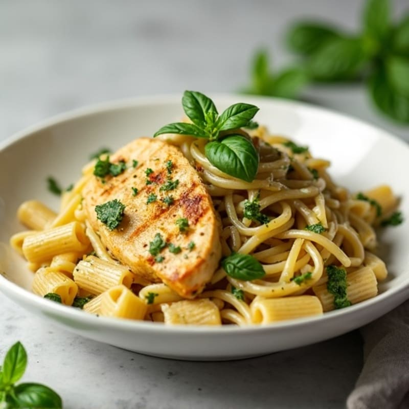 Creamy Pesto Chicken Pasta with Fresh Basil