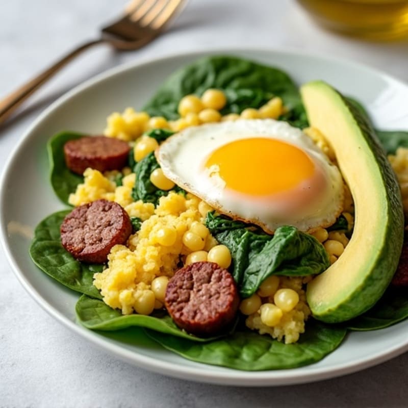 Egg White and Turkey Sausage Scramble with Spinach