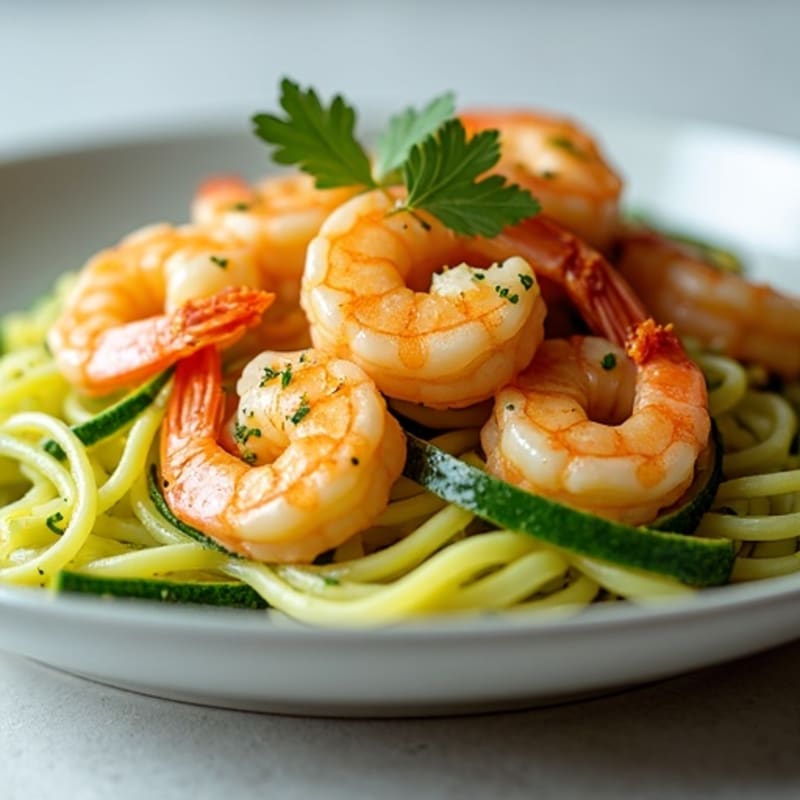 Healthy Garlic Butter Shrimp Scampi with Zucchini Noodles