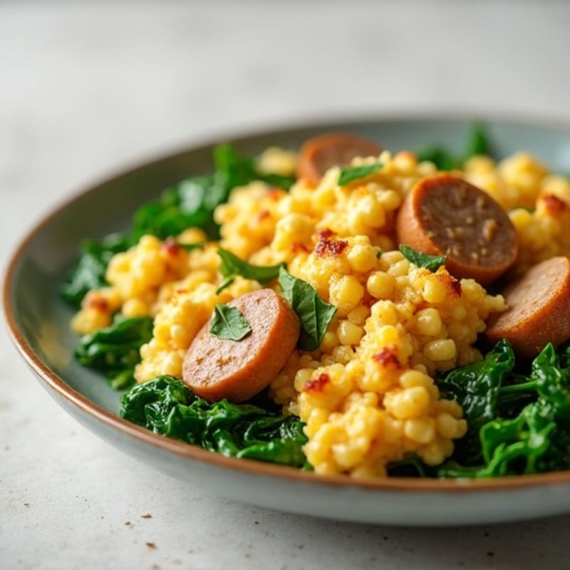 Egg White and Turkey Sausage Scramble with Spinach