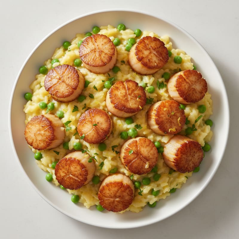 Pan-Seared Scallops with Creamy Lemon Risotto