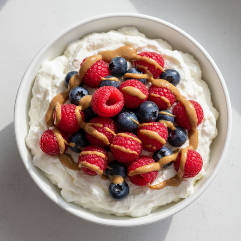 Greek Yogurt Protein Mousse with Mixed Berries