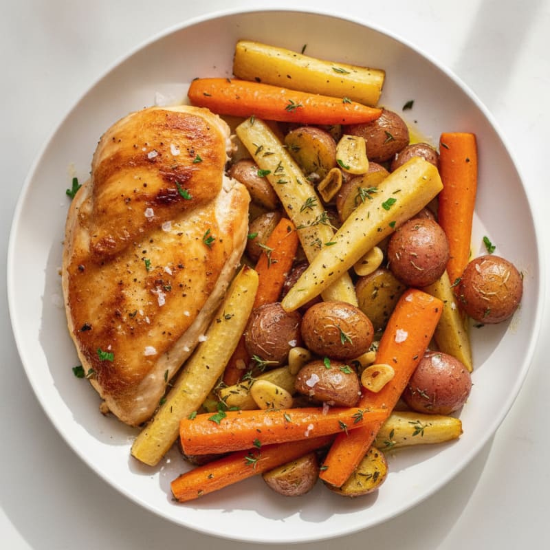 Garlic Herb Roasted Chicken with Root Vegetables