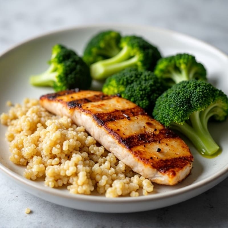 Grilled Chicken Breast with Roasted Broccoli and Quinoa