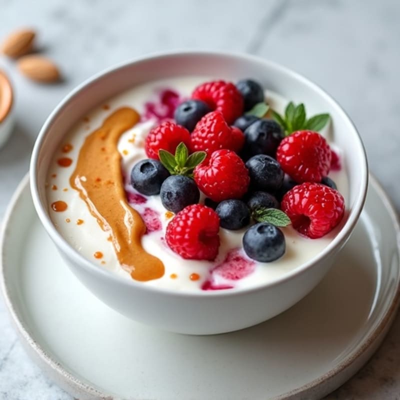Greek Yogurt Protein Bowl with Mixed Berries and Almond Butter