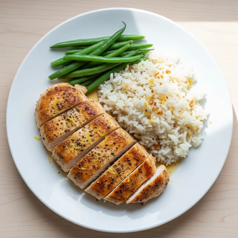 Lemon-Pepper Chicken with Garlic Rice