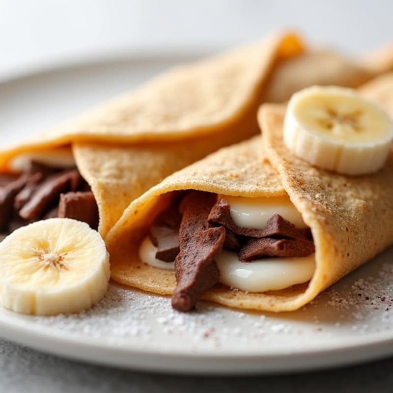 Protein Crepes with Creamy Banana and Healthy Chocolate Filling