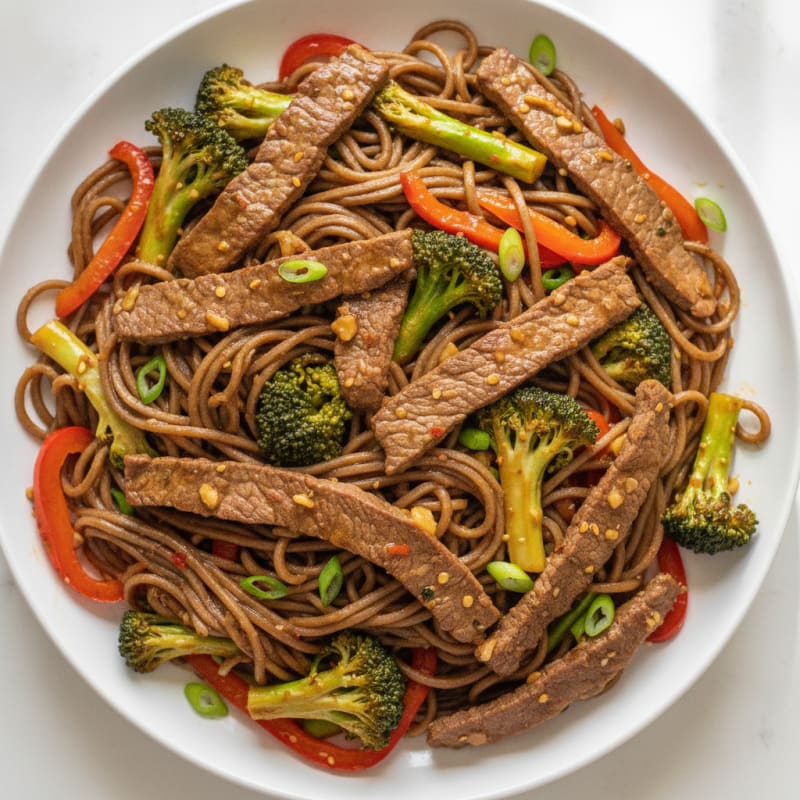 Mongolian Beef Noodles Skillet
