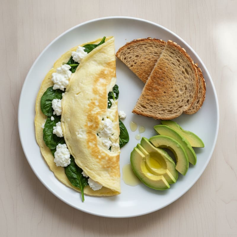 Egg White and Spinach Omelette with Cottage Cheese