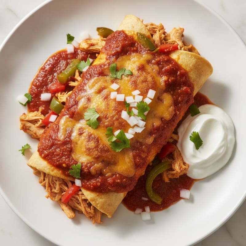 Chicken Enchiladas with Red Chili Sauce